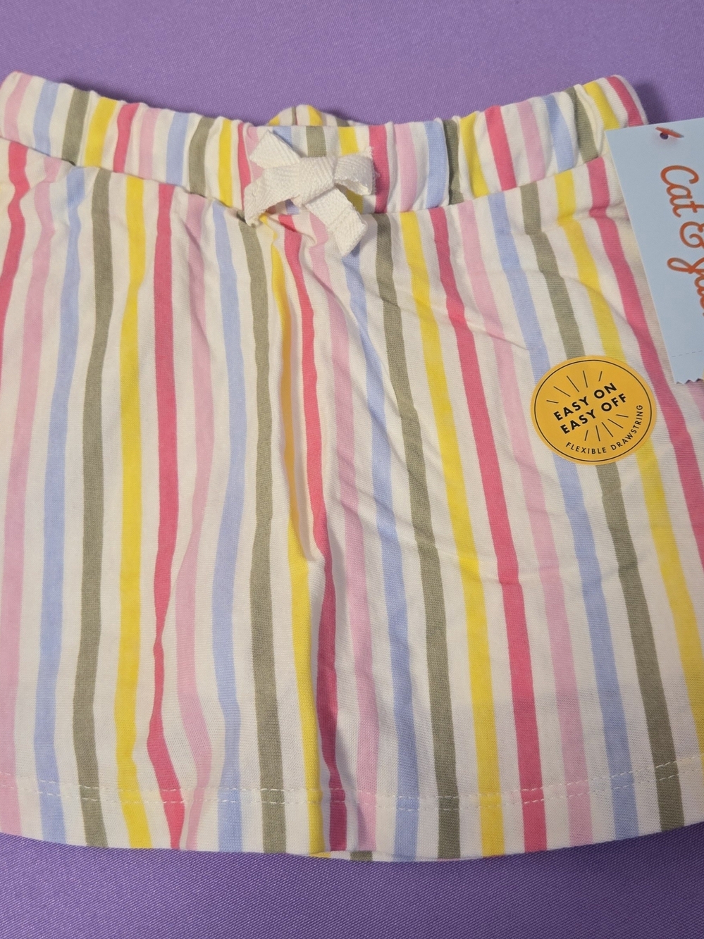 Cat & Jack Pastel Multi-Stripe Skort with Bow